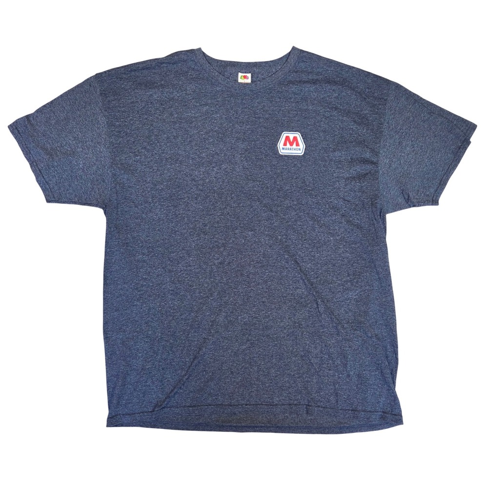 Fruit of the Loom Marathon Oil Logo T-Shirt Mens XL Heather Navy Blue HD Cotton